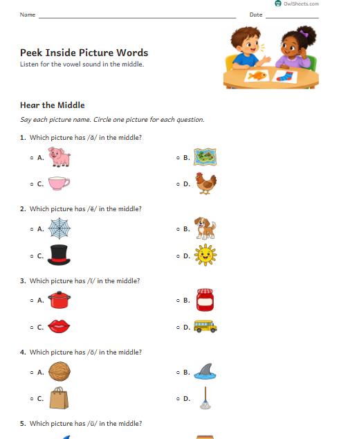 Peek Inside Picture Words worksheet preview