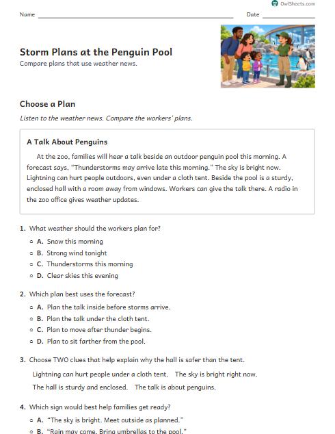 Storm Plans at the Penguin Pool worksheet preview