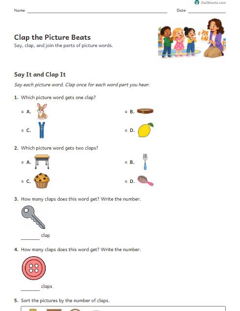 Clap the Picture Beats worksheet preview