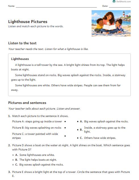 Lighthouse Pictures worksheet preview