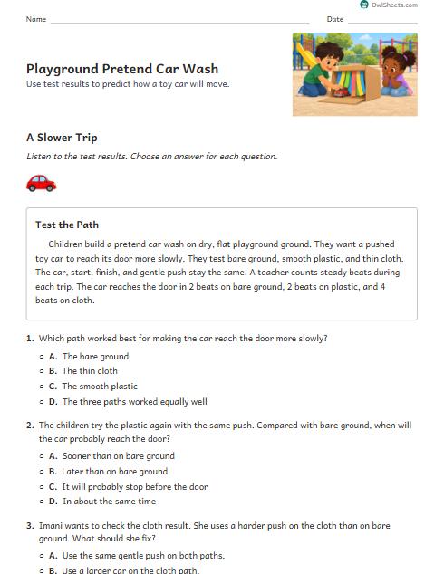Playground Pretend Car Wash worksheet preview