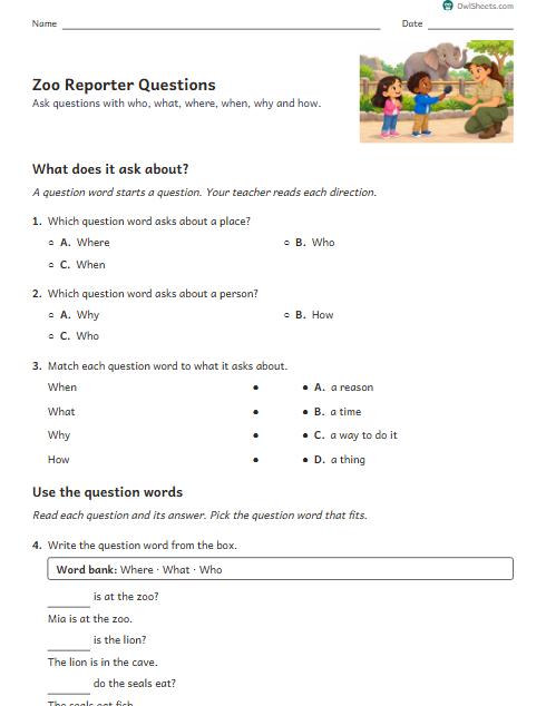 Zoo Reporter Questions worksheet preview