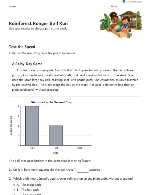 Rainforest Ranger Ball Run worksheet preview