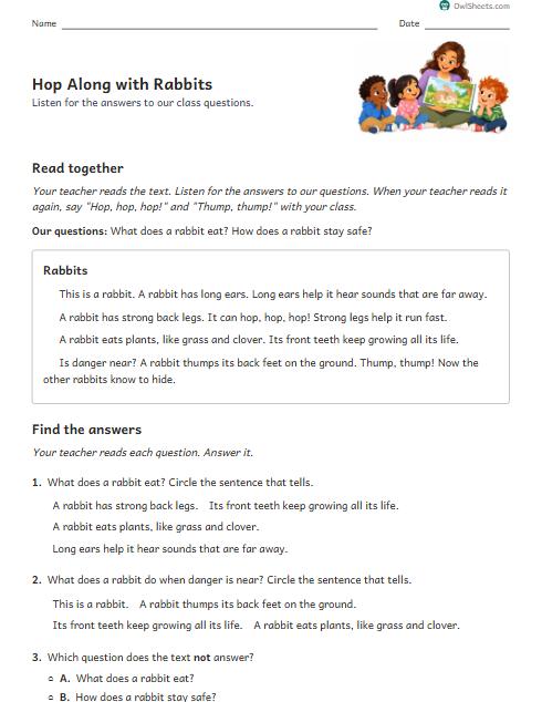 Hop Along with Rabbits worksheet preview