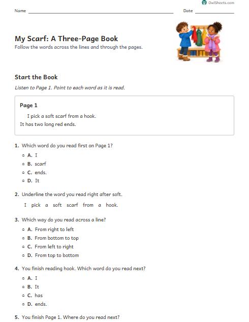My Scarf: A Three-Page Book worksheet preview