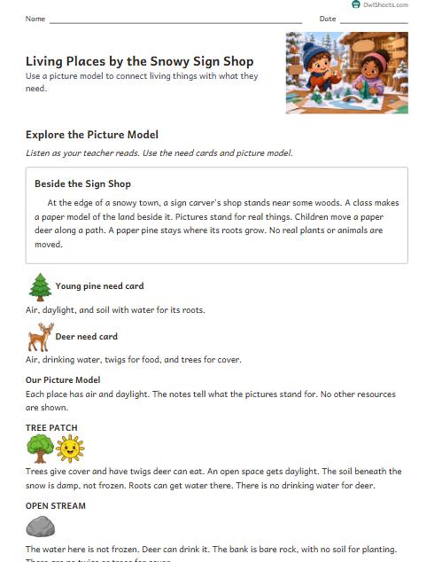 Living Places by the Snowy Sign Shop worksheet preview