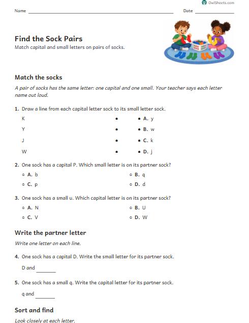 Find the Sock Pairs worksheet preview