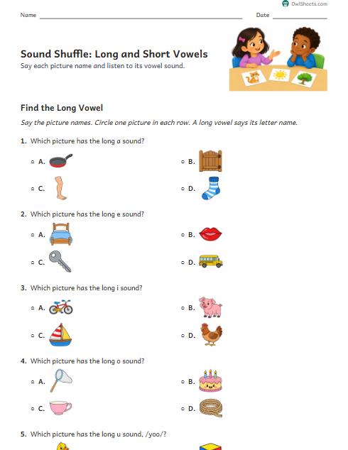 Sound Shuffle: Long and Short Vowels worksheet preview