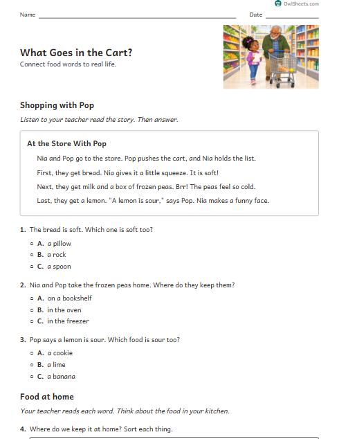 What Goes in the Cart? worksheet preview