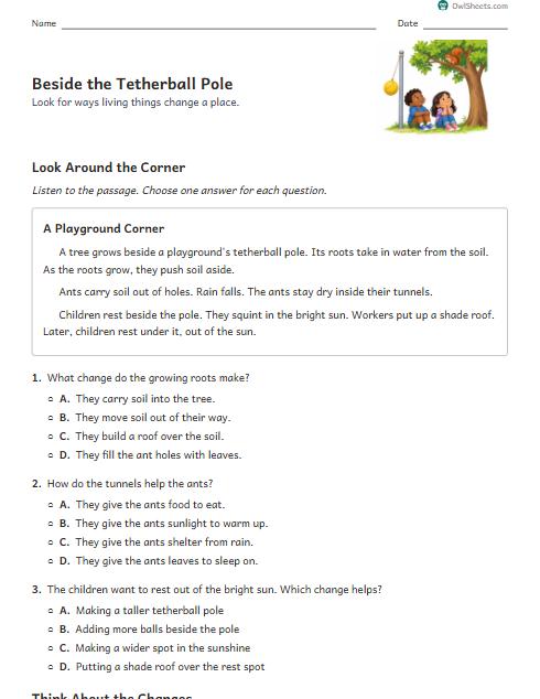 Beside the Tetherball Pole worksheet preview