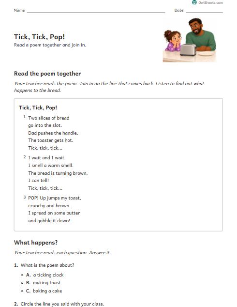 Tick, Tick, Pop! worksheet preview