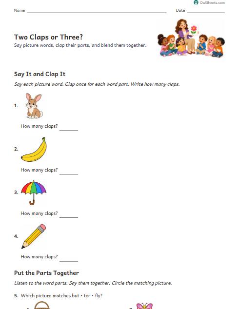 Two Claps or Three? worksheet preview