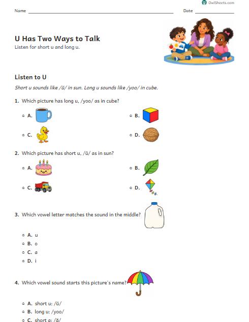 U Has Two Ways to Talk worksheet preview