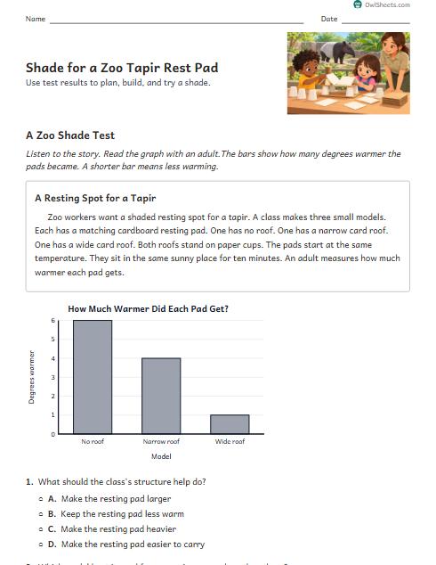 Shade for a Zoo Tapir Rest Pad worksheet preview